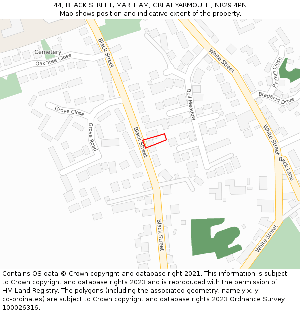 44, BLACK STREET, MARTHAM, GREAT YARMOUTH, NR29 4PN: Location map and indicative extent of plot