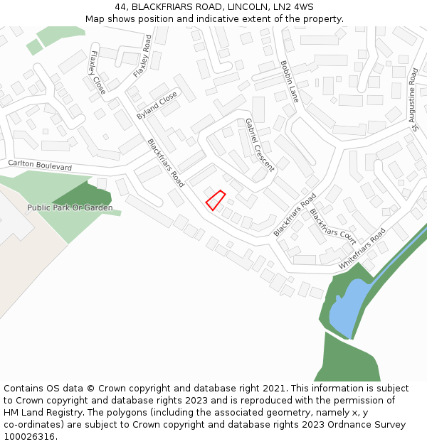 44, BLACKFRIARS ROAD, LINCOLN, LN2 4WS: Location map and indicative extent of plot