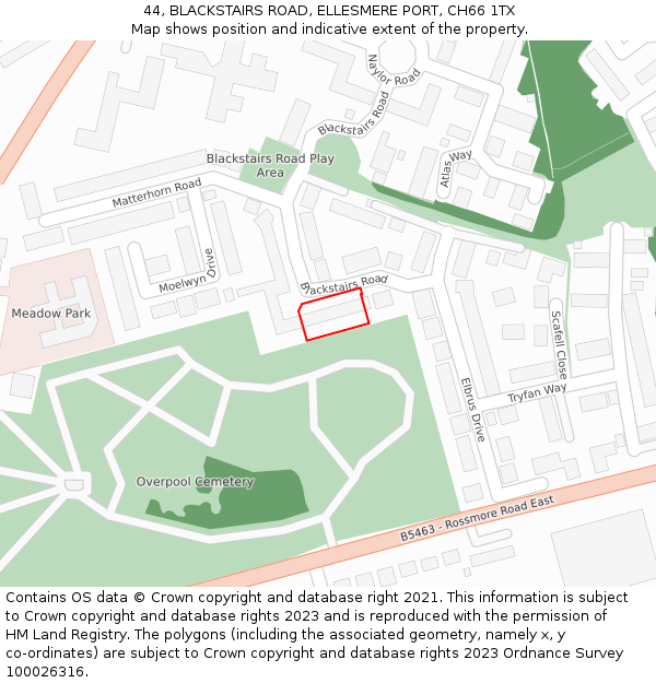 44, BLACKSTAIRS ROAD, ELLESMERE PORT, CH66 1TX: Location map and indicative extent of plot
