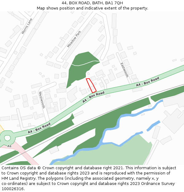 44, BOX ROAD, BATH, BA1 7QH: Location map and indicative extent of plot