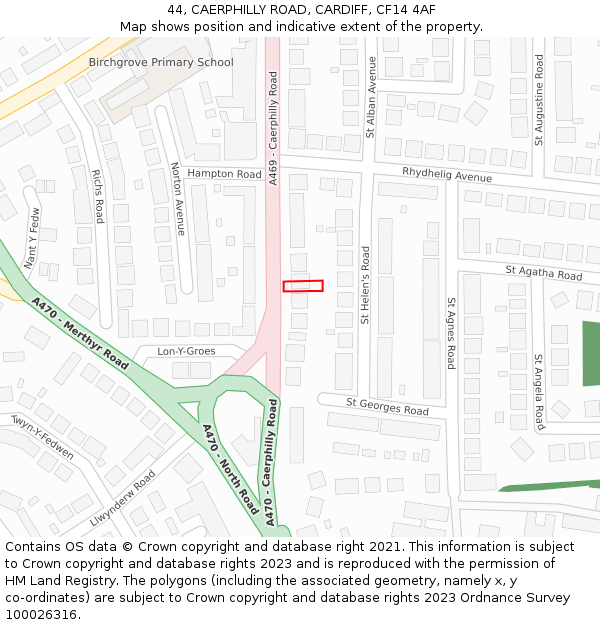 44, CAERPHILLY ROAD, CARDIFF, CF14 4AF: Location map and indicative extent of plot