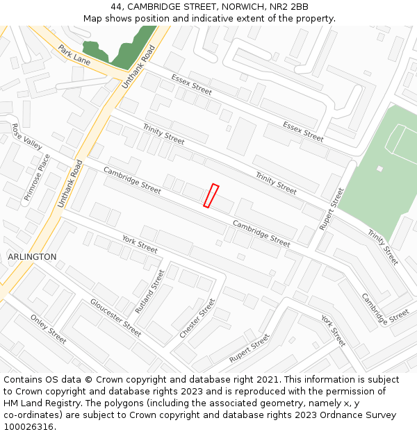 44, CAMBRIDGE STREET, NORWICH, NR2 2BB: Location map and indicative extent of plot