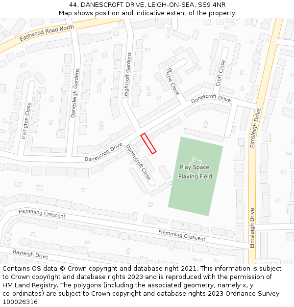 44, DANESCROFT DRIVE, LEIGH-ON-SEA, SS9 4NR: Location map and indicative extent of plot