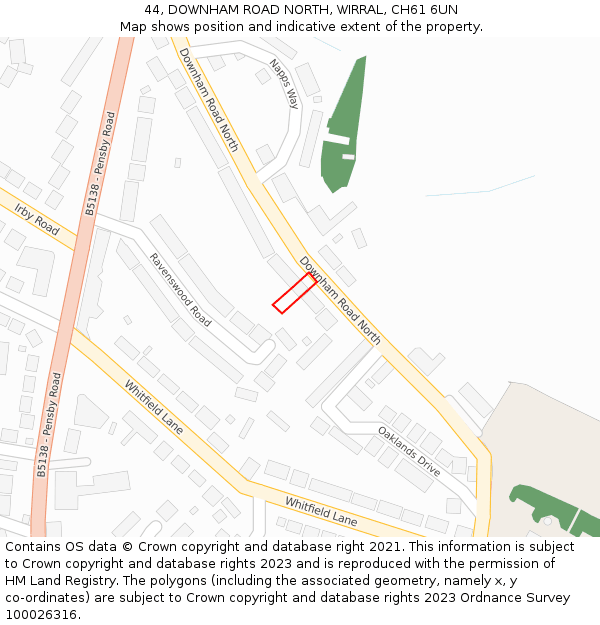 44, DOWNHAM ROAD NORTH, WIRRAL, CH61 6UN: Location map and indicative extent of plot