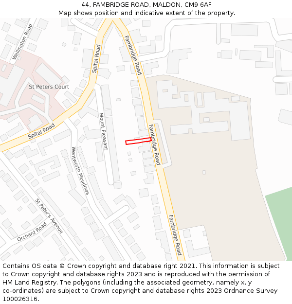 44, FAMBRIDGE ROAD, MALDON, CM9 6AF: Location map and indicative extent of plot