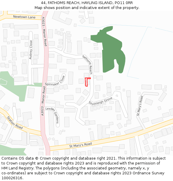 44, FATHOMS REACH, HAYLING ISLAND, PO11 0RR: Location map and indicative extent of plot