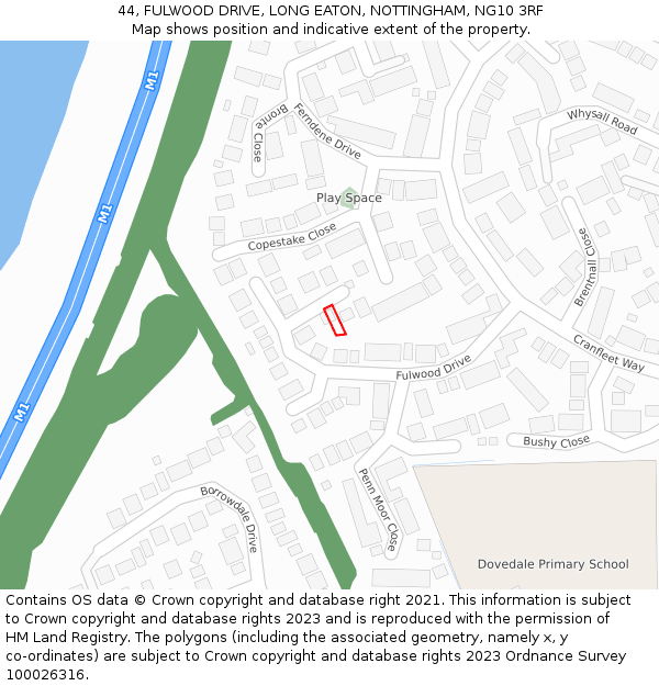 44, FULWOOD DRIVE, LONG EATON, NOTTINGHAM, NG10 3RF: Location map and indicative extent of plot