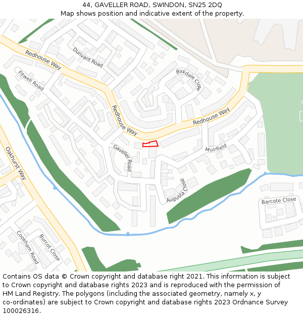 44, GAVELLER ROAD, SWINDON, SN25 2DQ: Location map and indicative extent of plot