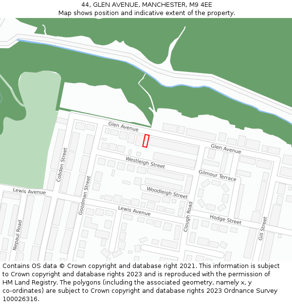 44, GLEN AVENUE, MANCHESTER, M9 4EE: Location map and indicative extent of plot