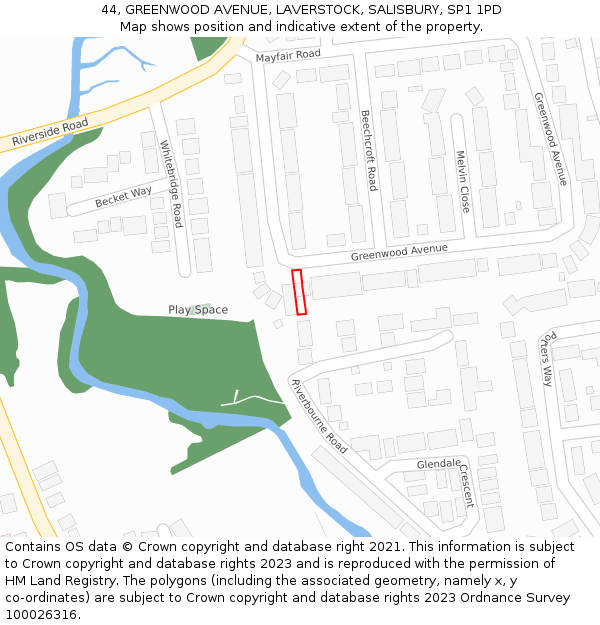 44, GREENWOOD AVENUE, LAVERSTOCK, SALISBURY, SP1 1PD: Location map and indicative extent of plot