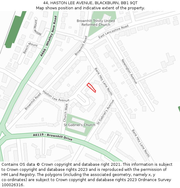 44, HASTON LEE AVENUE, BLACKBURN, BB1 9QT: Location map and indicative extent of plot