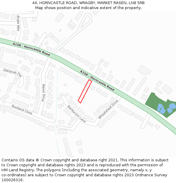 44, HORNCASTLE ROAD, WRAGBY, MARKET RASEN, LN8 5RB: Location map and indicative extent of plot
