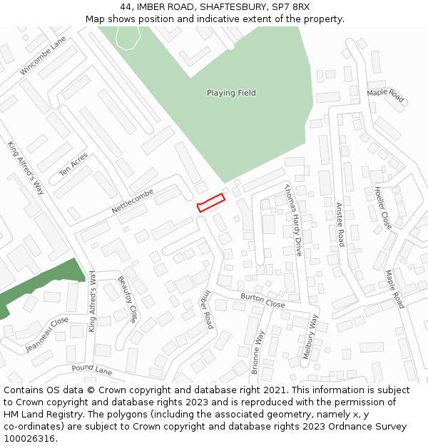 44, IMBER ROAD, SHAFTESBURY, SP7 8RX: Location map and indicative extent of plot