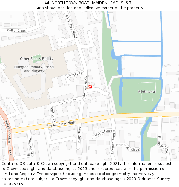 44, NORTH TOWN ROAD, MAIDENHEAD, SL6 7JH: Location map and indicative extent of plot