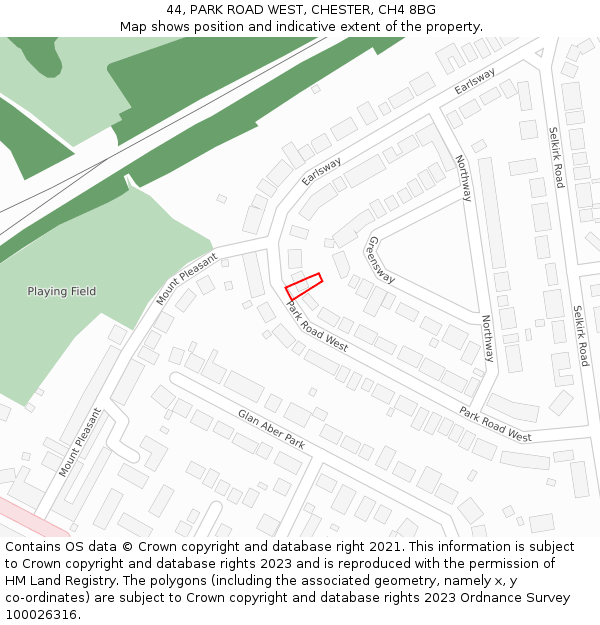 44, PARK ROAD WEST, CHESTER, CH4 8BG: Location map and indicative extent of plot