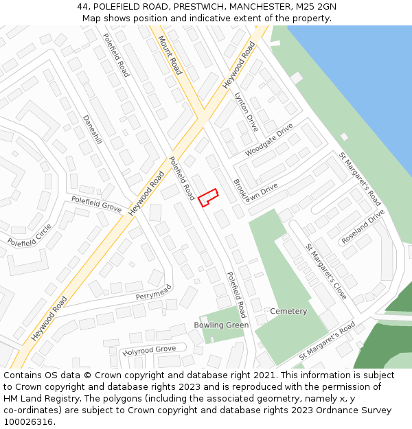 44, POLEFIELD ROAD, PRESTWICH, MANCHESTER, M25 2GN: Location map and indicative extent of plot