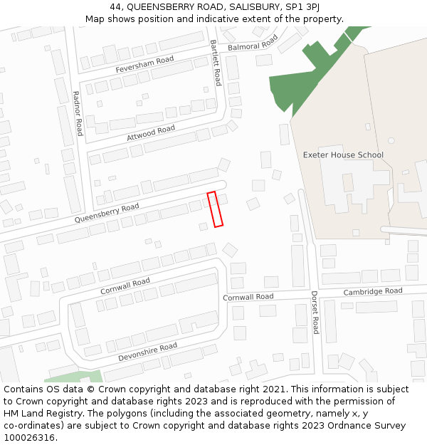 44, QUEENSBERRY ROAD, SALISBURY, SP1 3PJ: Location map and indicative extent of plot