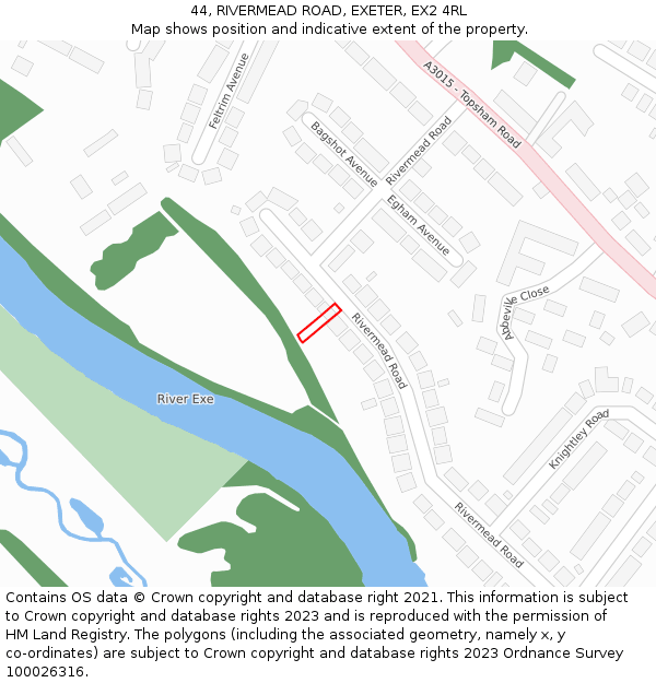 44, RIVERMEAD ROAD, EXETER, EX2 4RL: Location map and indicative extent of plot