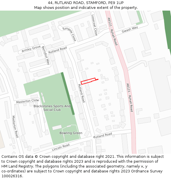 44, RUTLAND ROAD, STAMFORD, PE9 1UP: Location map and indicative extent of plot