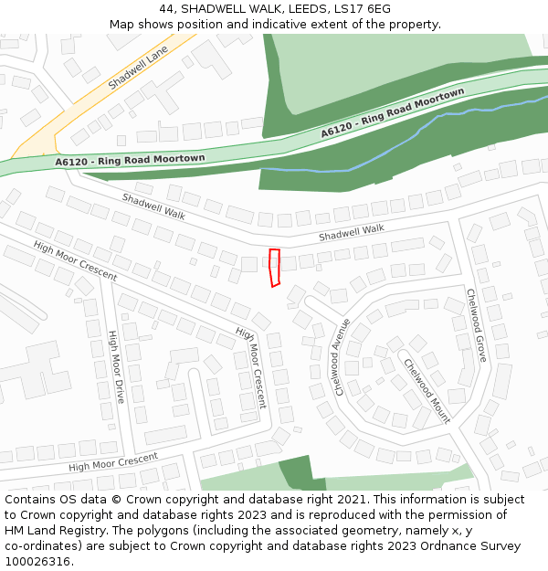 44, SHADWELL WALK, LEEDS, LS17 6EG: Location map and indicative extent of plot