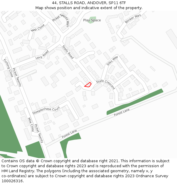 44, STALLS ROAD, ANDOVER, SP11 6TF: Location map and indicative extent of plot