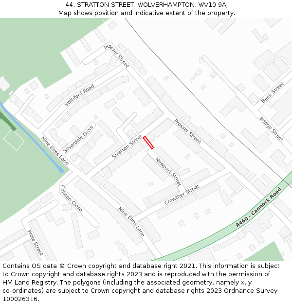44, STRATTON STREET, WOLVERHAMPTON, WV10 9AJ: Location map and indicative extent of plot