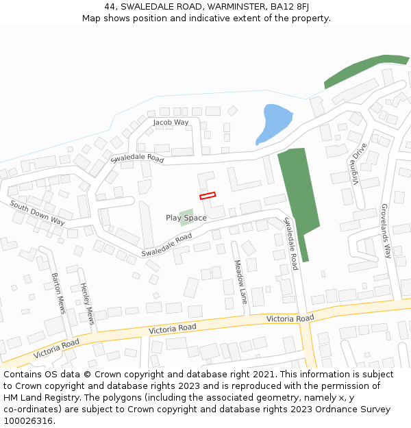 44, SWALEDALE ROAD, WARMINSTER, BA12 8FJ: Location map and indicative extent of plot