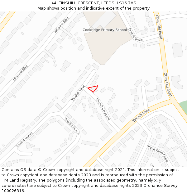 44, TINSHILL CRESCENT, LEEDS, LS16 7AS: Location map and indicative extent of plot
