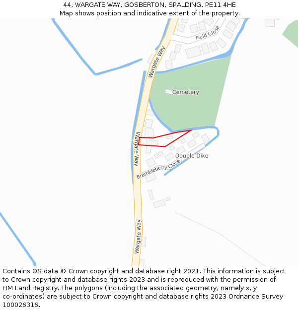 44, WARGATE WAY, GOSBERTON, SPALDING, PE11 4HE: Location map and indicative extent of plot