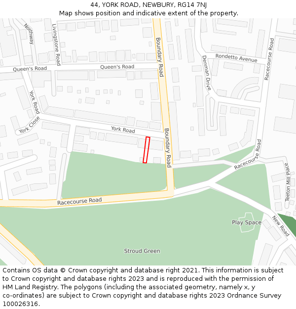 44, YORK ROAD, NEWBURY, RG14 7NJ: Location map and indicative extent of plot