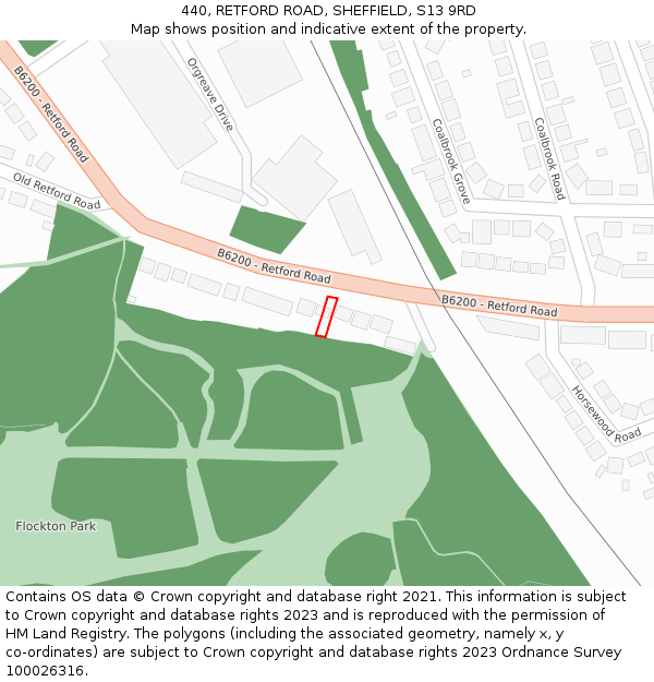 440, RETFORD ROAD, SHEFFIELD, S13 9RD: Location map and indicative extent of plot