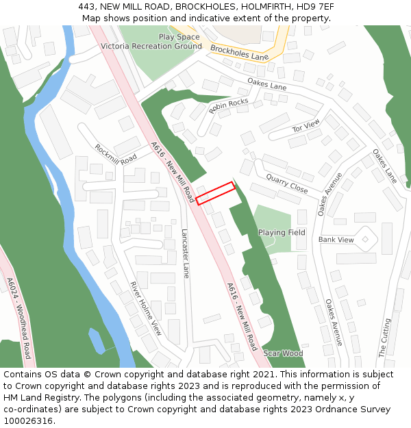 443, NEW MILL ROAD, BROCKHOLES, HOLMFIRTH, HD9 7EF: Location map and indicative extent of plot