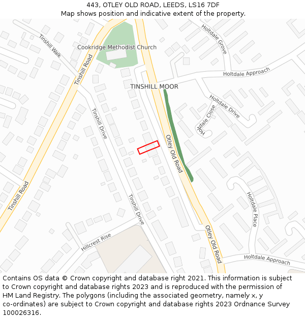 443, OTLEY OLD ROAD, LEEDS, LS16 7DF: Location map and indicative extent of plot