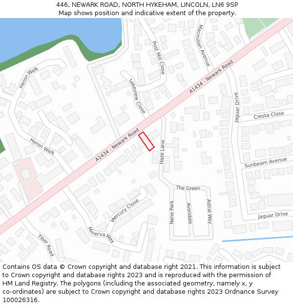 446, NEWARK ROAD, NORTH HYKEHAM, LINCOLN, LN6 9SP: Location map and indicative extent of plot