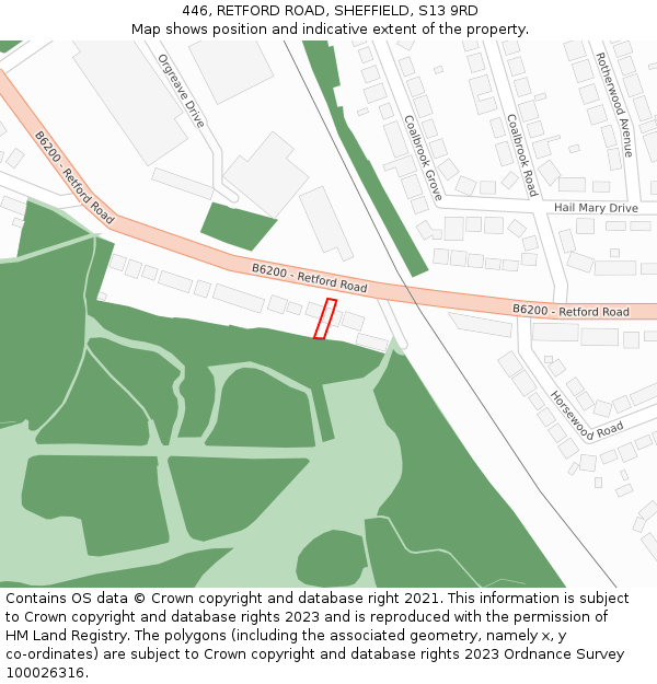 446, RETFORD ROAD, SHEFFIELD, S13 9RD: Location map and indicative extent of plot