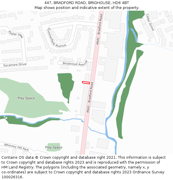 447, BRADFORD ROAD, BRIGHOUSE, HD6 4BT: Location map and indicative extent of plot