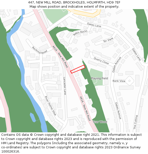 447, NEW MILL ROAD, BROCKHOLES, HOLMFIRTH, HD9 7EF: Location map and indicative extent of plot