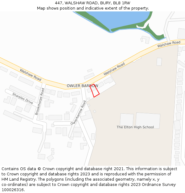 447, WALSHAW ROAD, BURY, BL8 1RW: Location map and indicative extent of plot
