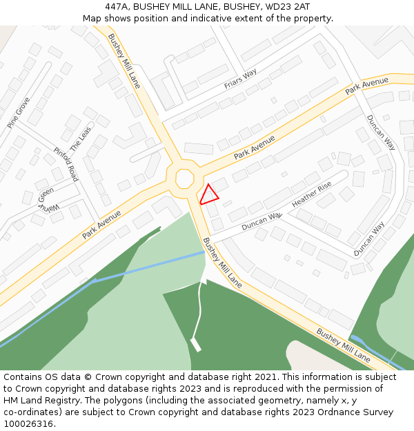 447A, BUSHEY MILL LANE, BUSHEY, WD23 2AT: Location map and indicative extent of plot