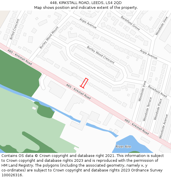 448, KIRKSTALL ROAD, LEEDS, LS4 2QD: Location map and indicative extent of plot