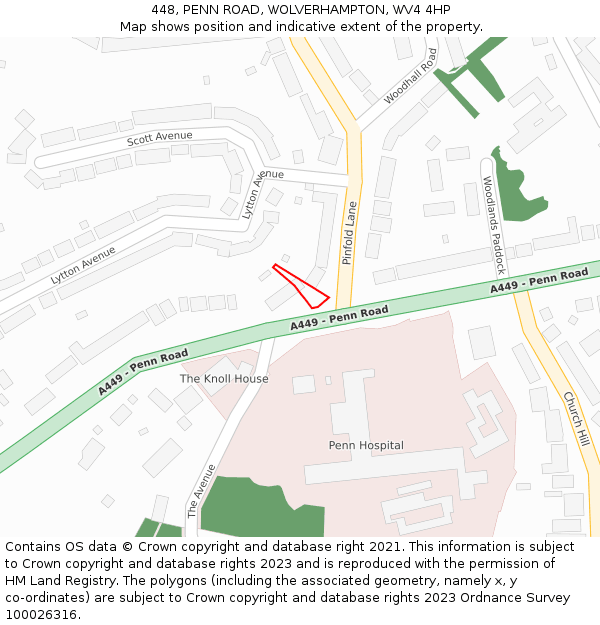 448, PENN ROAD, WOLVERHAMPTON, WV4 4HP: Location map and indicative extent of plot