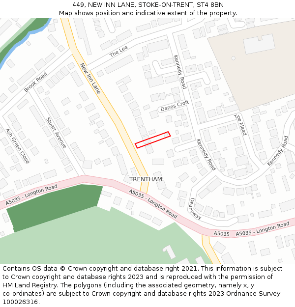 449, NEW INN LANE, STOKE-ON-TRENT, ST4 8BN: Location map and indicative extent of plot