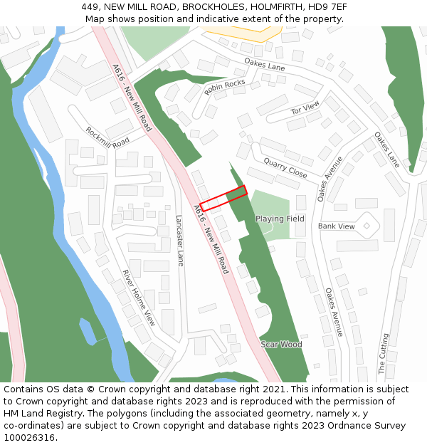 449, NEW MILL ROAD, BROCKHOLES, HOLMFIRTH, HD9 7EF: Location map and indicative extent of plot