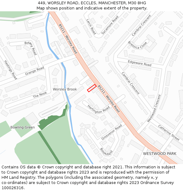 449, WORSLEY ROAD, ECCLES, MANCHESTER, M30 8HG: Location map and indicative extent of plot