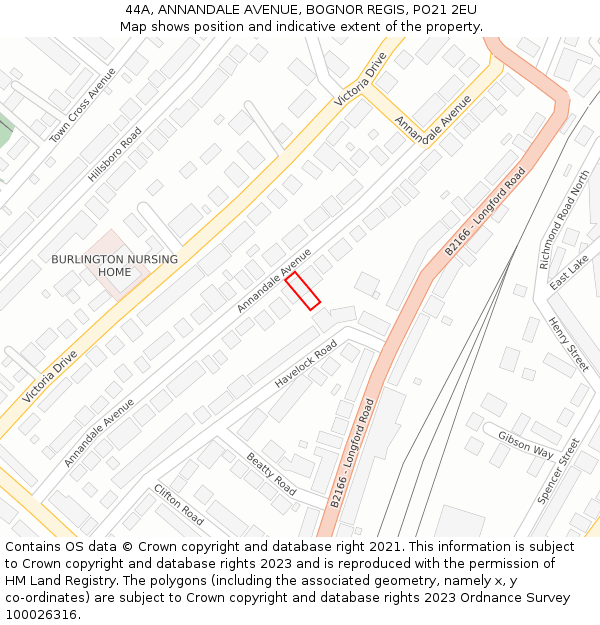 44A, ANNANDALE AVENUE, BOGNOR REGIS, PO21 2EU: Location map and indicative extent of plot