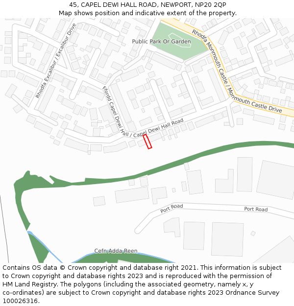 45, CAPEL DEWI HALL ROAD, NEWPORT, NP20 2QP: Location map and indicative extent of plot