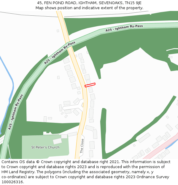 45, FEN POND ROAD, IGHTHAM, SEVENOAKS, TN15 9JE: Location map and indicative extent of plot