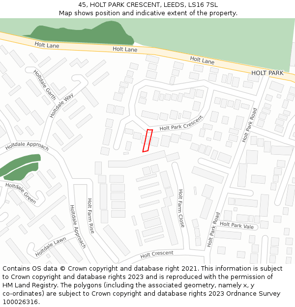 45, HOLT PARK CRESCENT, LEEDS, LS16 7SL: Location map and indicative extent of plot