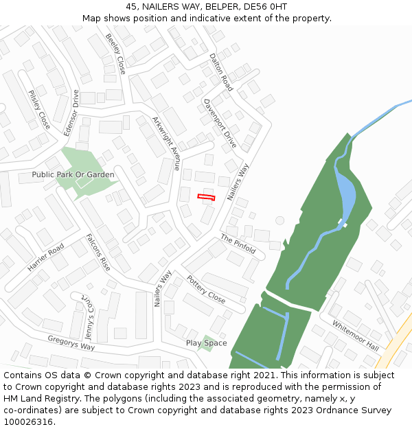 45, NAILERS WAY, BELPER, DE56 0HT: Location map and indicative extent of plot