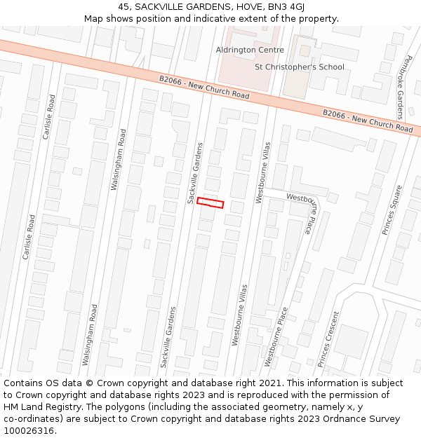 45, SACKVILLE GARDENS, HOVE, BN3 4GJ: Location map and indicative extent of plot